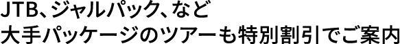 JTB、ジャルパック、など大手パッケージのツアーも特別割引でご案内